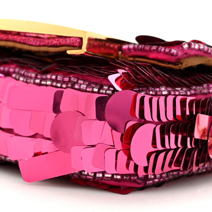 Fendi Sequin Paillettes Shiny Nappa Sex and the City Nano Maxi Buckle Baguette Charm Ciclamino Pilar 9 of 11