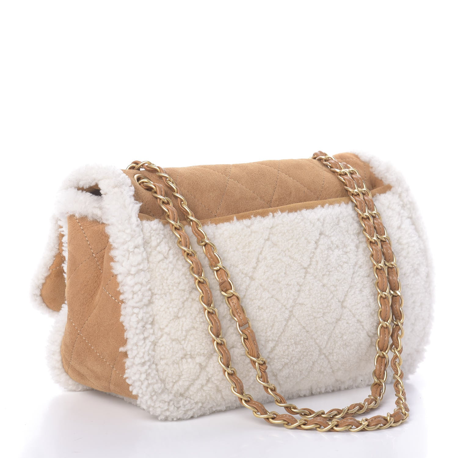 Chanel Shearling Lambskin Quilted Coco Neige Single Flap Beige 4 of 9
