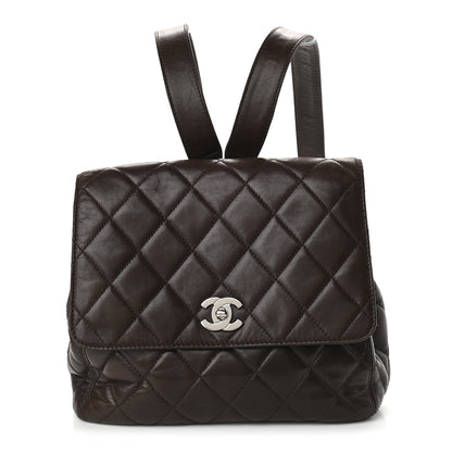 Chanel Lambskin Quilted Backpack Brown 1 of 12