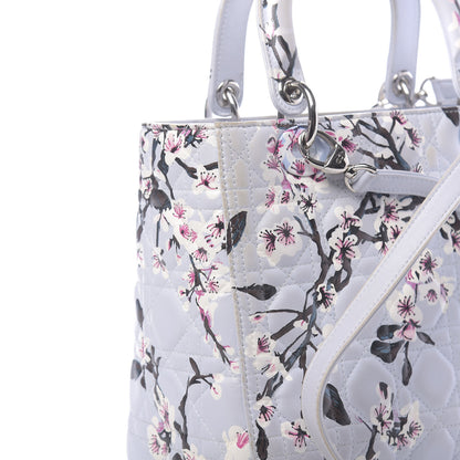 Christian Dior Lambskin Cannage Floral Printed Medium Lady Dior Light Blue 15 of 19