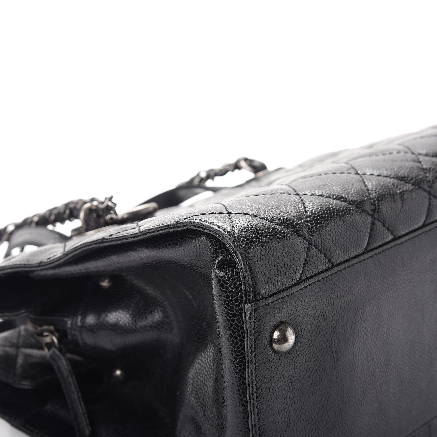Chanel Crumpled Grained Calfskin Quilted CC Crave Tote Black 10 of 14