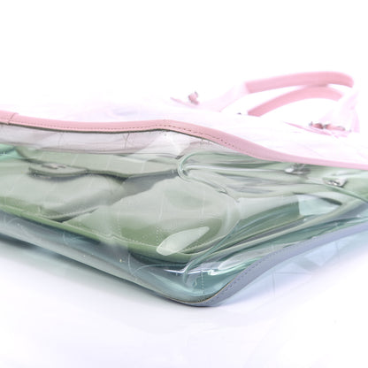 Chanel PVC Lambskin Stitched Medium Coco Splash Shopping Bag Green Pink 7 of 10
