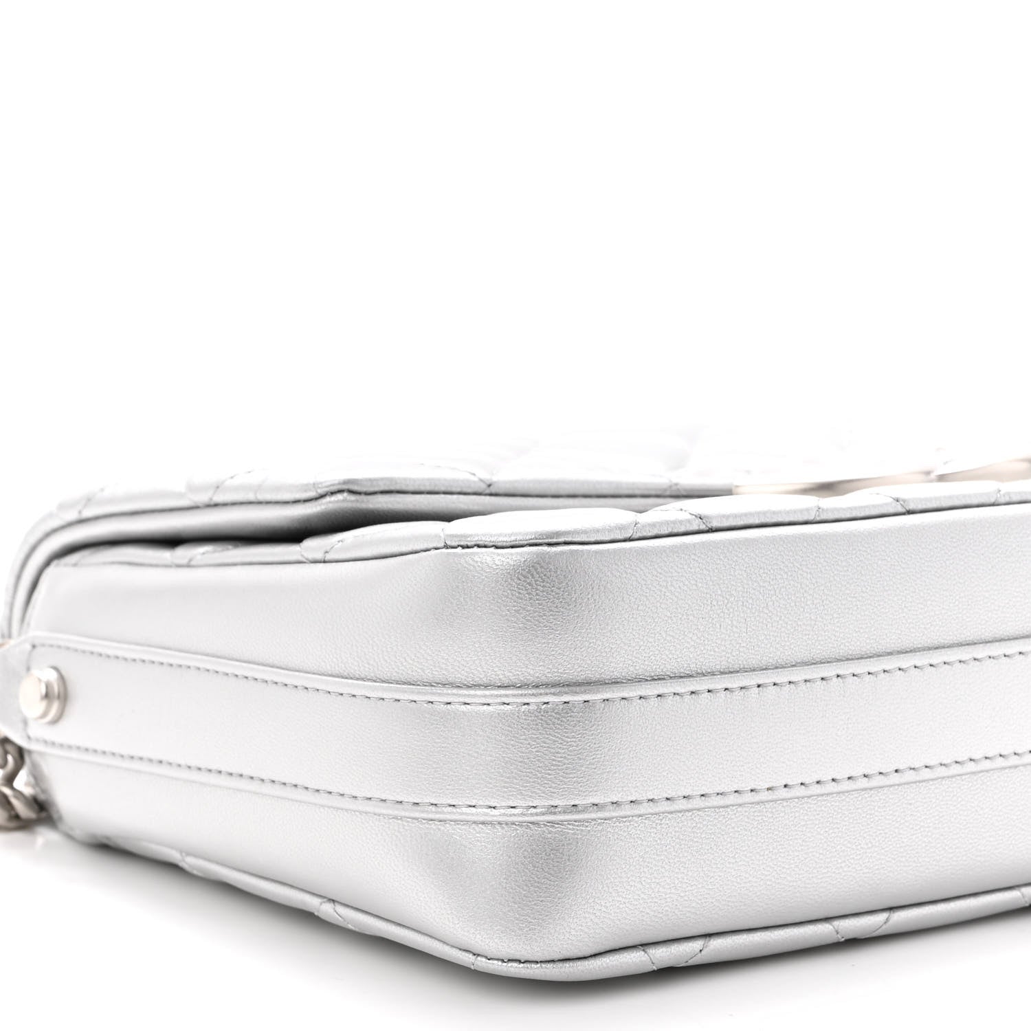 Chanel Metallic Lambskin Quilted Mini Maxi CC Flap Argent 8 of 10