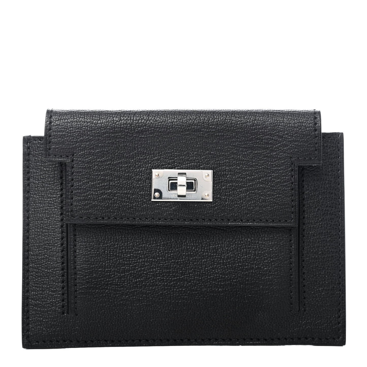 Chevre Mysore Kelly Pocket Compact Wallet Black