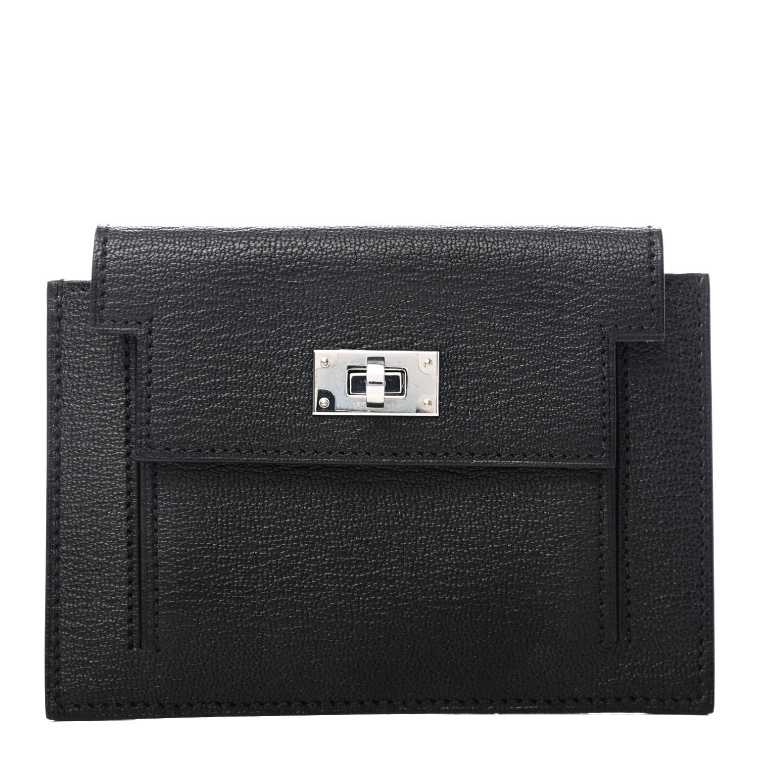 Hermes Chevre Mysore Kelly Pocket Compact Wallet Black 1 of 4