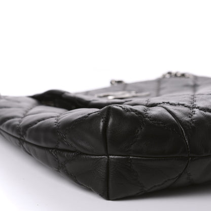 Chanel Calfskin Double Stitch Large Hamptons Shopping Tote Black 6 of 10