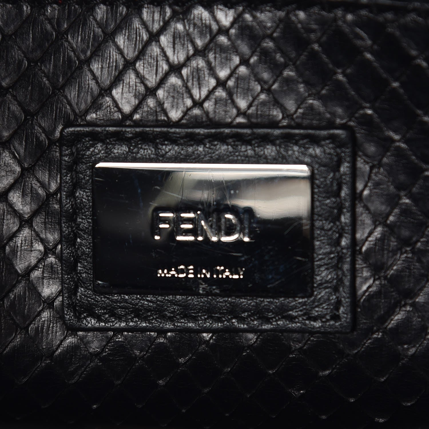 Fendi Vitello Seta Python Crocodile Monster Eyes Medium Peekaboo Iconic Satchel Black Girasole 6 of 7