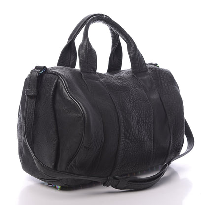 Alexander Wang Pebbled Lambskin Rocco Matte Black Iridescent Hardware 2 of 10