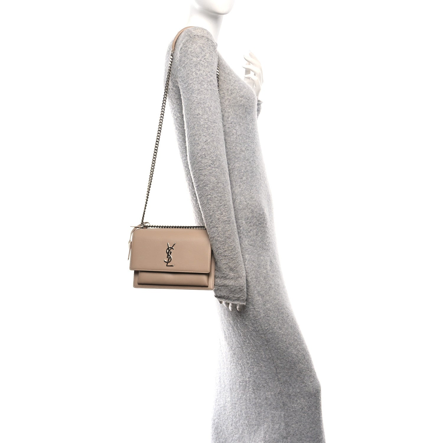 Saint Laurent Calfskin Medium Monogram Sunset Dark Beige 2 of 9