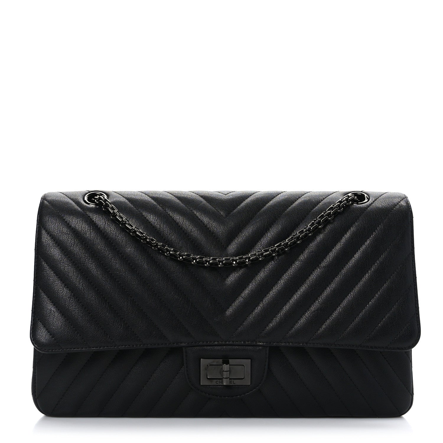 Chanel Sheepskin Chevron Quilted 2.55 Reissue 227 Flap So Black 1 of 9