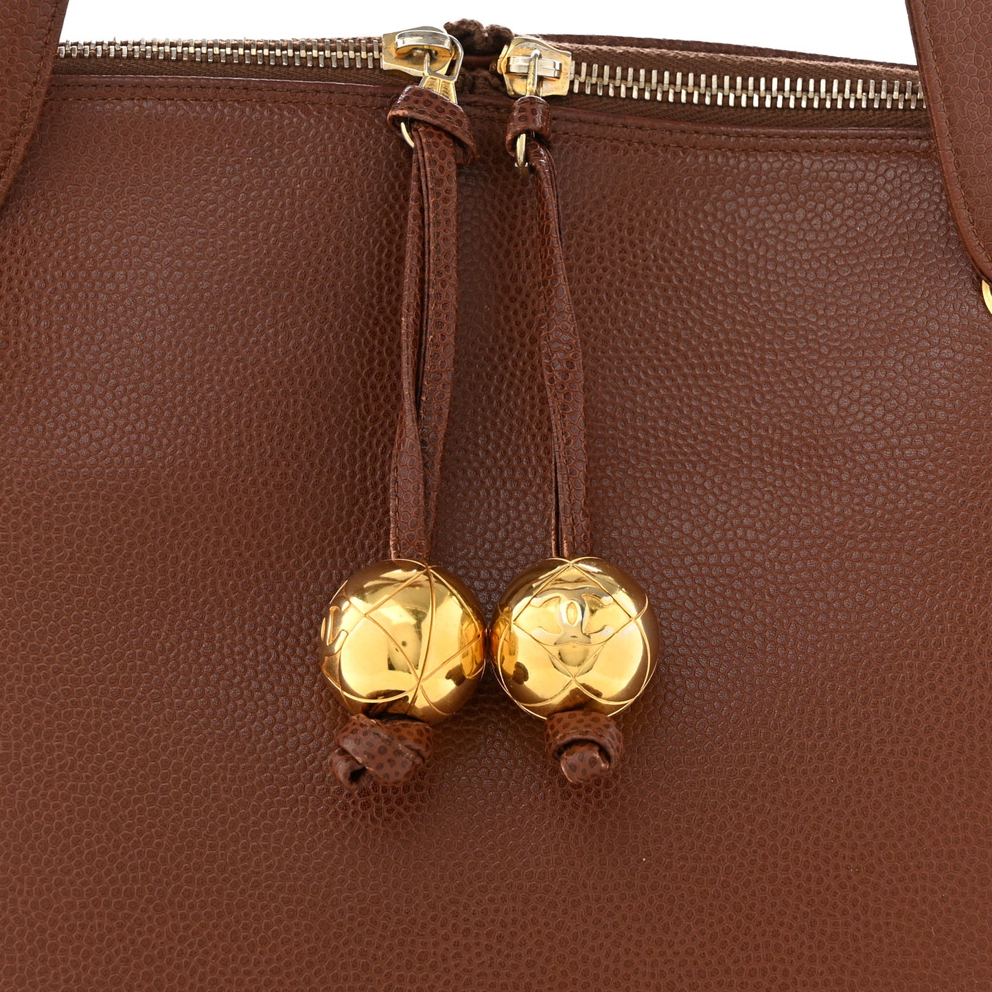 Caviar Large CC Shoulder Bag Brown