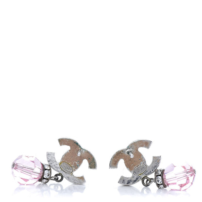 Chanel Crystal CC Drop Earrings Pink Ruthenium 3 of 4