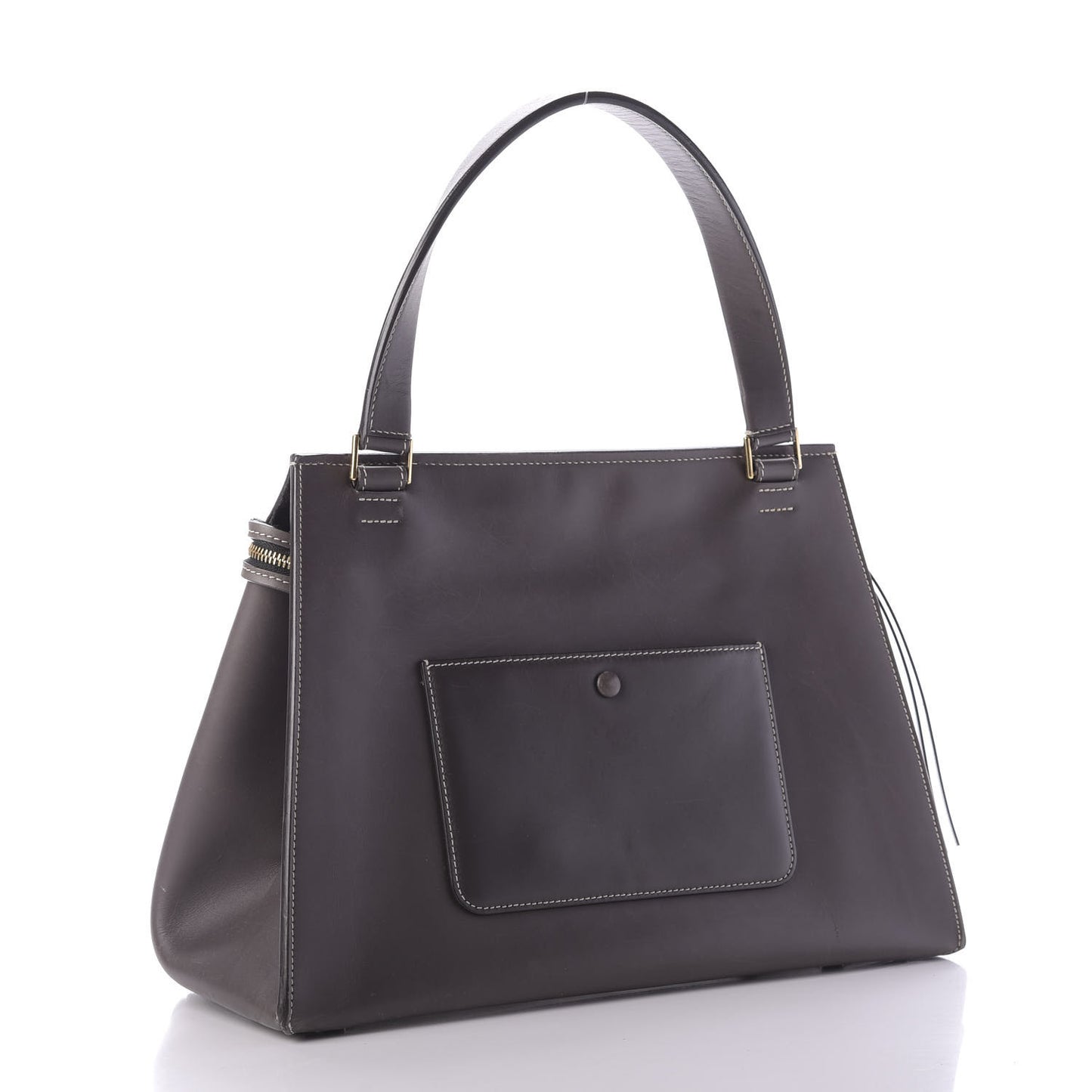 Smooth Calfskin Medium Edge Shoulder Bag Grey