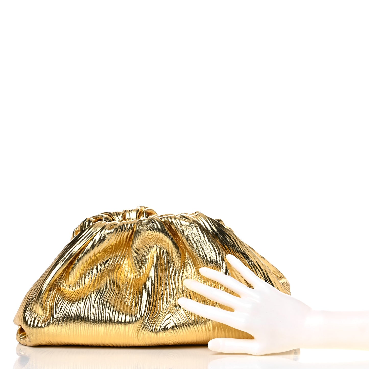 Metallic Bark Calfskin Embossed The Pouch Oversized Clutch Oro