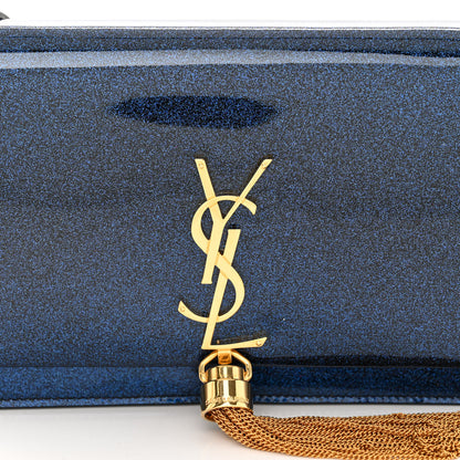 Saint Laurent Glitter Small Monogram Kate Tassel Satchel Cobalt 7 of 9