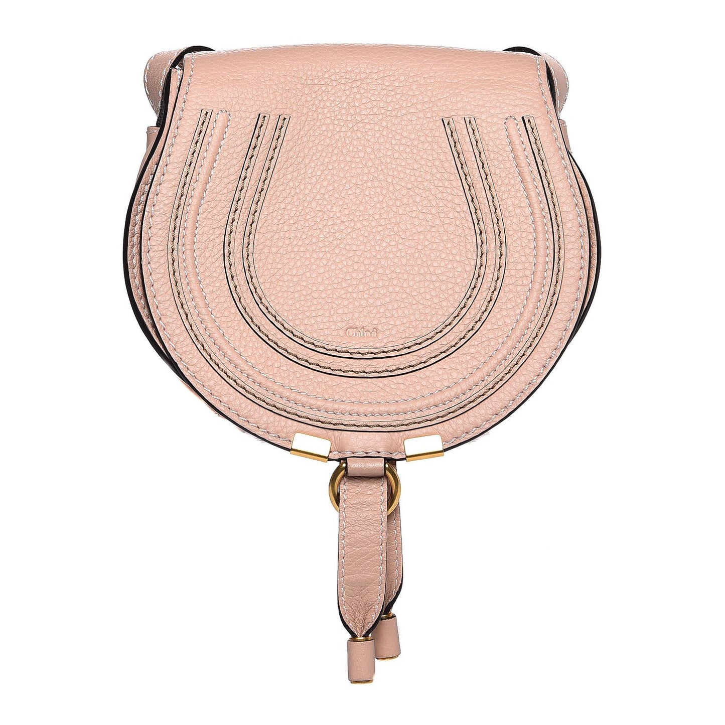 Calfskin Mini Marcie Round Crossbody Bag Blush Nude