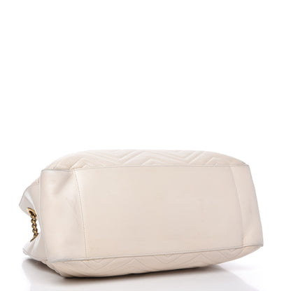 Gucci Calfskin Matelasse Medium GG Marmont Shoulder Tote Bag White 4 of 10