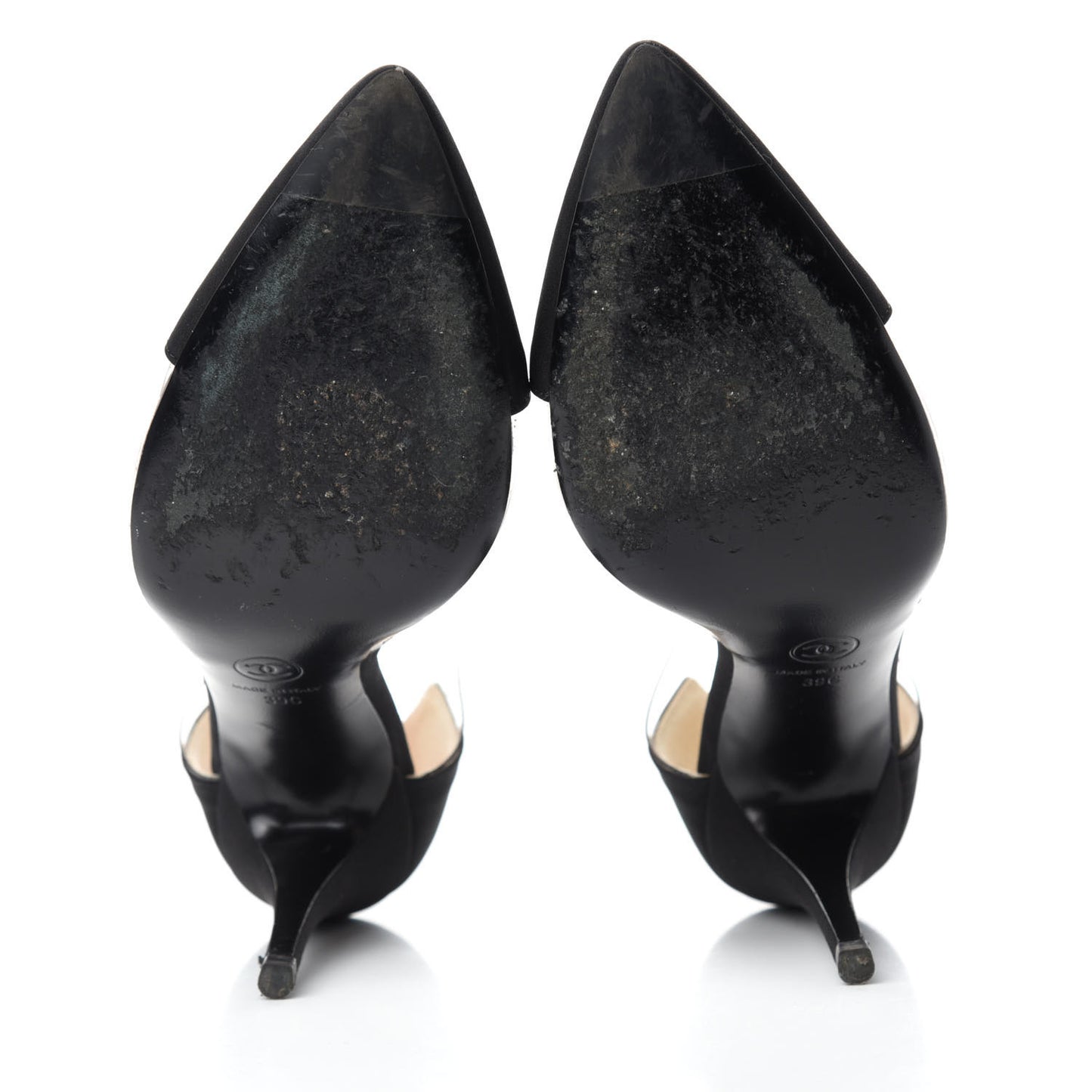 PVC Silk Crepe Cap Toe CC Pumps 39 Black