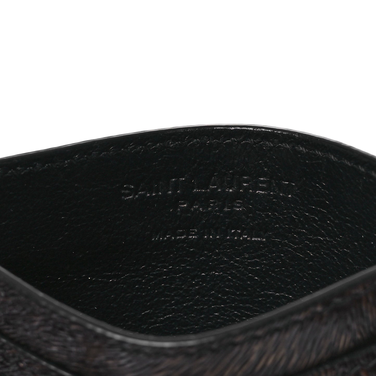 Calfskin Leopard Print Card Case Black Brown