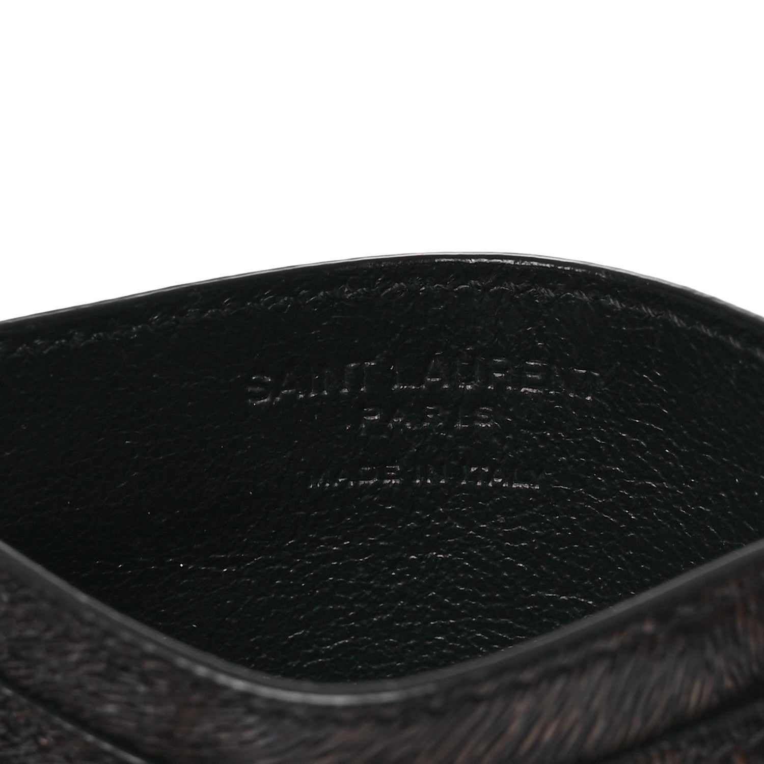 Saint Laurent Calfskin Leopard Print Card Case Black Brown 8 of 9