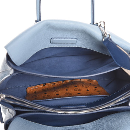 MCM Grained Calfskin Medium Milla Tote Sky Blue 7 of 10