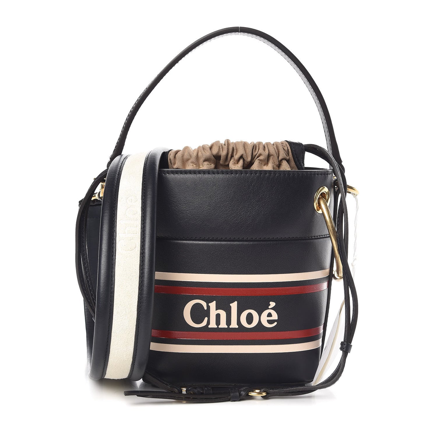 Smooth Calfskin Logo Mini Roy Bucket Bag Full Blue