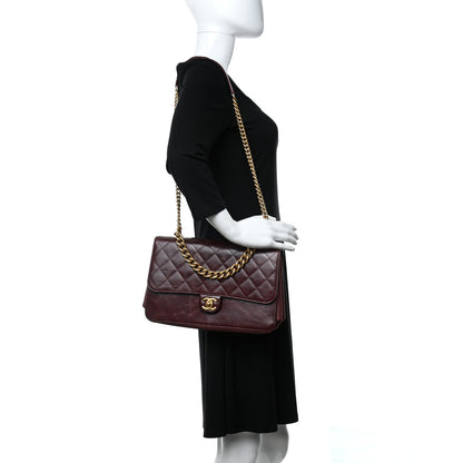 Chanel Calfskin Quilted Straight Lined Flap Burgundy 2 of 10