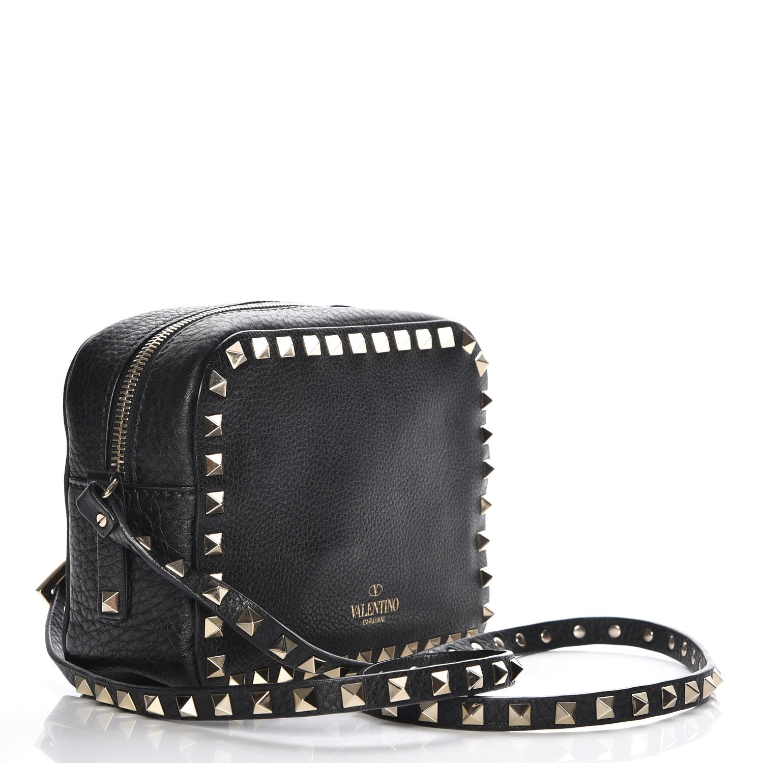 Valentino Garavani Grained Calfskin Rockstud Camera Crossbody Bag Black 3 of 6