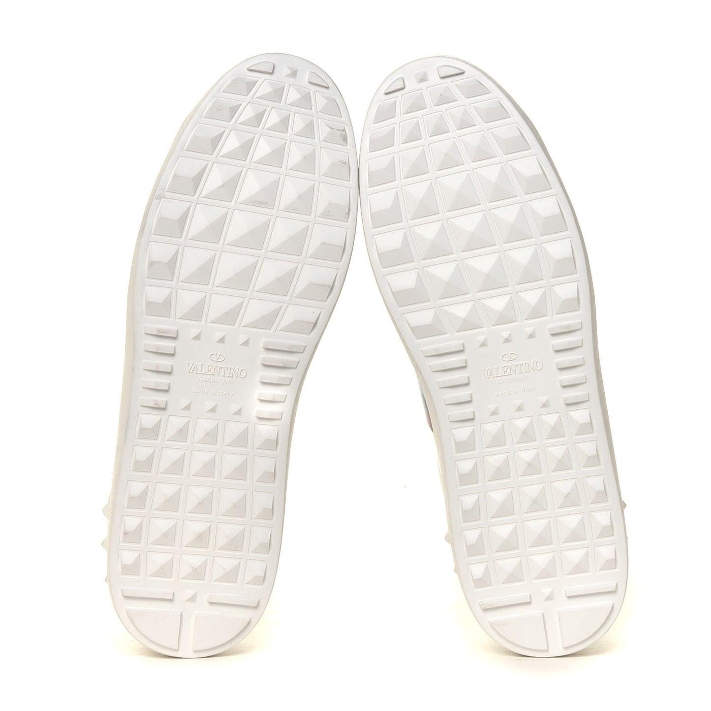 Calfskin Rainbow Printed Rockstud Open Sneakers 40 White Multicolor