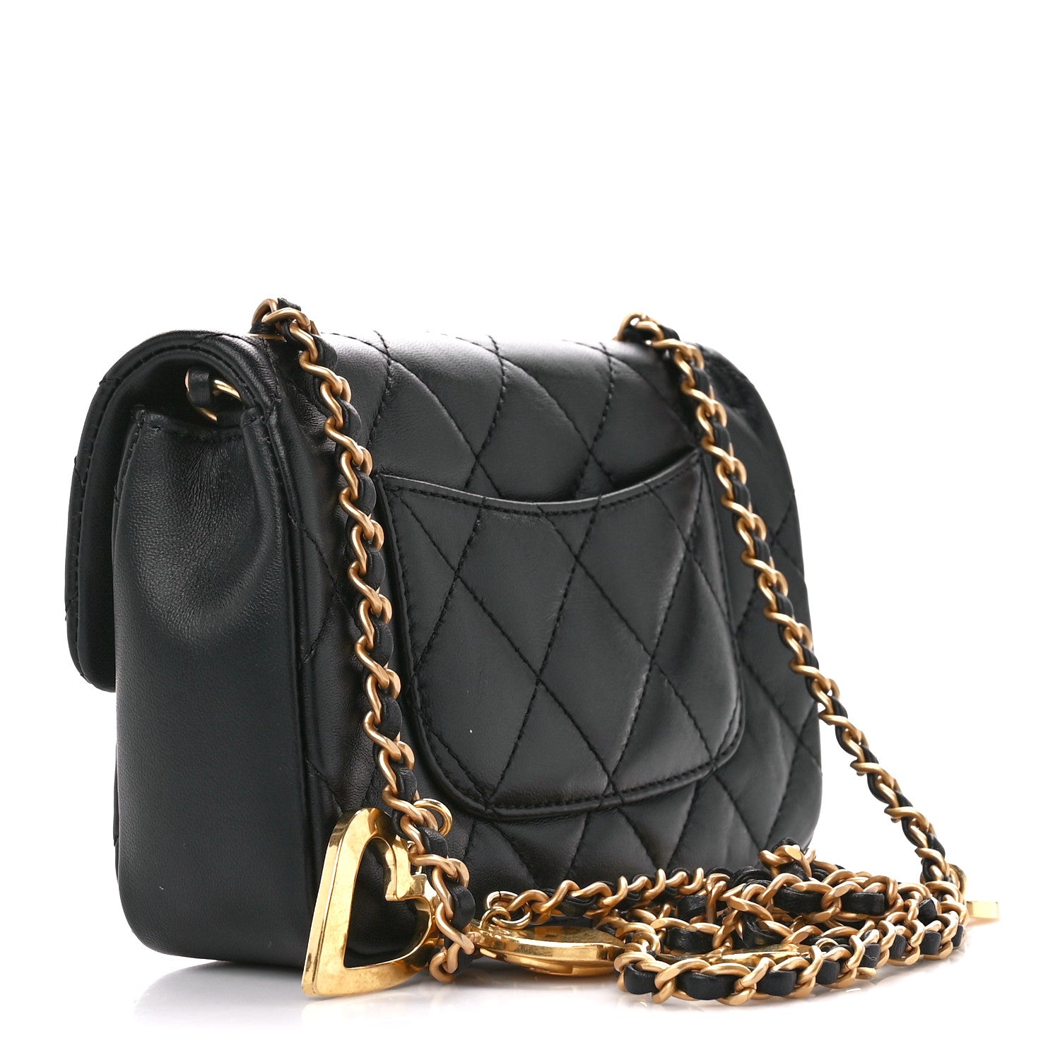 Chanel Lambskin Quilted Mini Heart Charms Flap Black 3 of 12