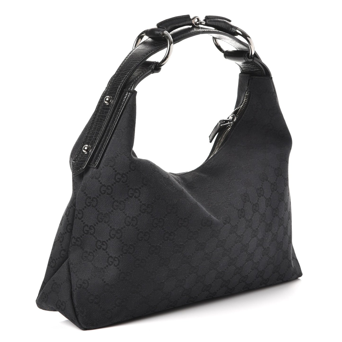 Monogram Medium Horsebit Chain Hobo Black