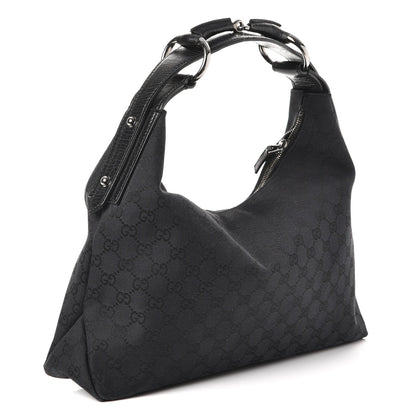 Gucci Monogram Medium Horsebit Chain Hobo Black 3 of 12