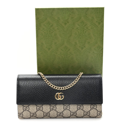 Gucci Dollar Calfskin GG Supreme Monogram Petite GG Marmont Wallet Chain Bag Black Beige Ebony 11 of 11