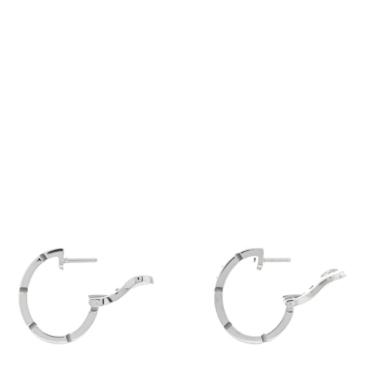 18K White Gold Tank Francaise Hoop Earrings