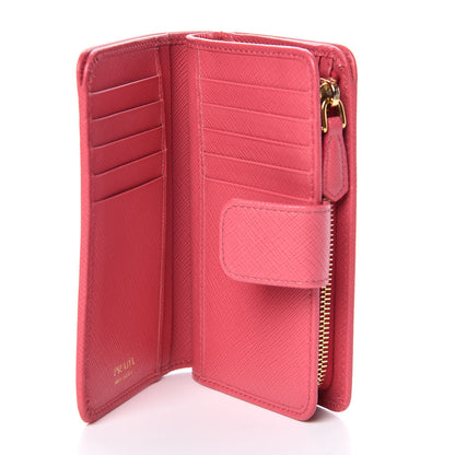 Prada Saffiano Compact Wallet Peonia 5 of 6