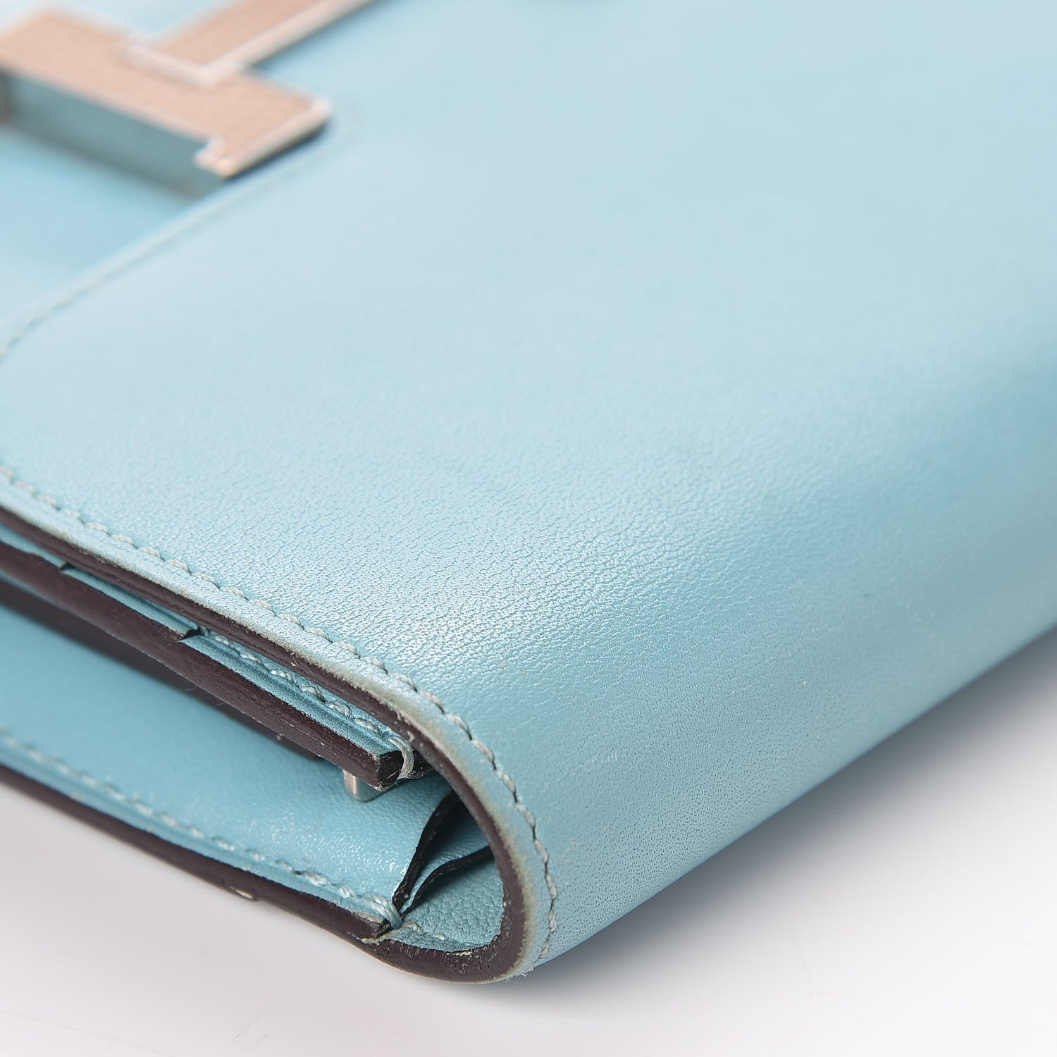 Hermes Tadelakt Lizard Constance Short Wallet Bleu Atoll Ficelle 10 of 11