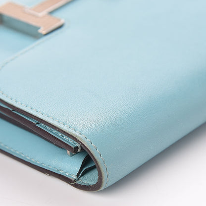 Hermes Tadelakt Lizard Constance Short Wallet Bleu Atoll Ficelle 10 of 11