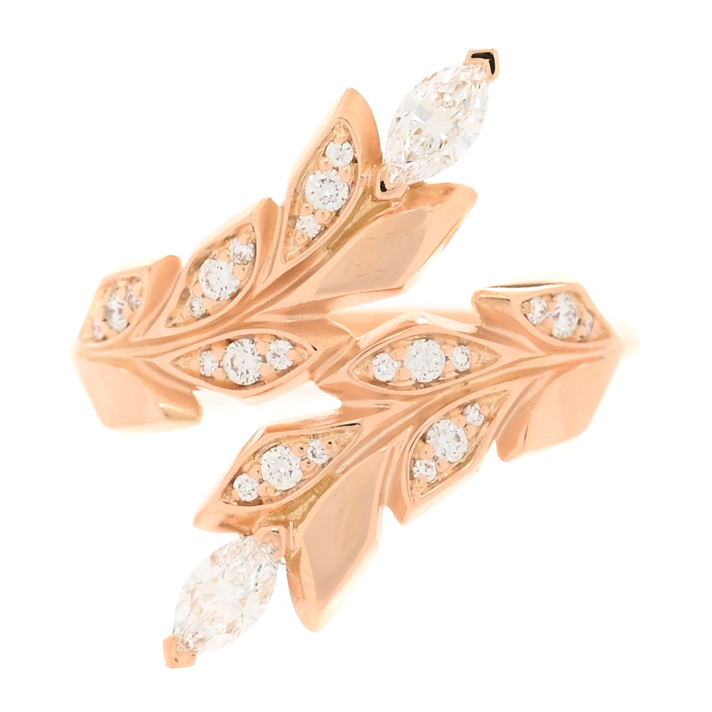 18K Rose Gold Diamond Victoria Vine Bypass Ring 54 7