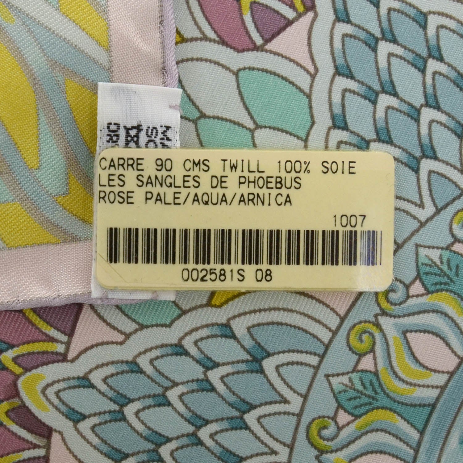 Hermes Silk Les Sangles de Phoebus Scarf 90 Rose Pale Aqua Arnica 6 of 7