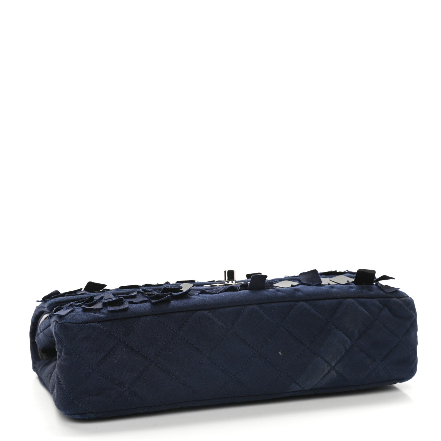 Chanel Satin Paillette Sequin Quilted Medium Single Flap Navy 4 of 9