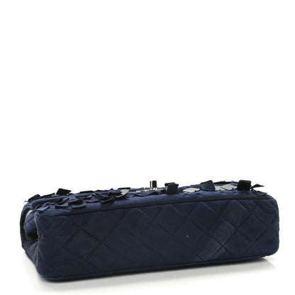 Chanel Satin Paillette Sequin Quilted Medium Single Flap Navy 4 of 9