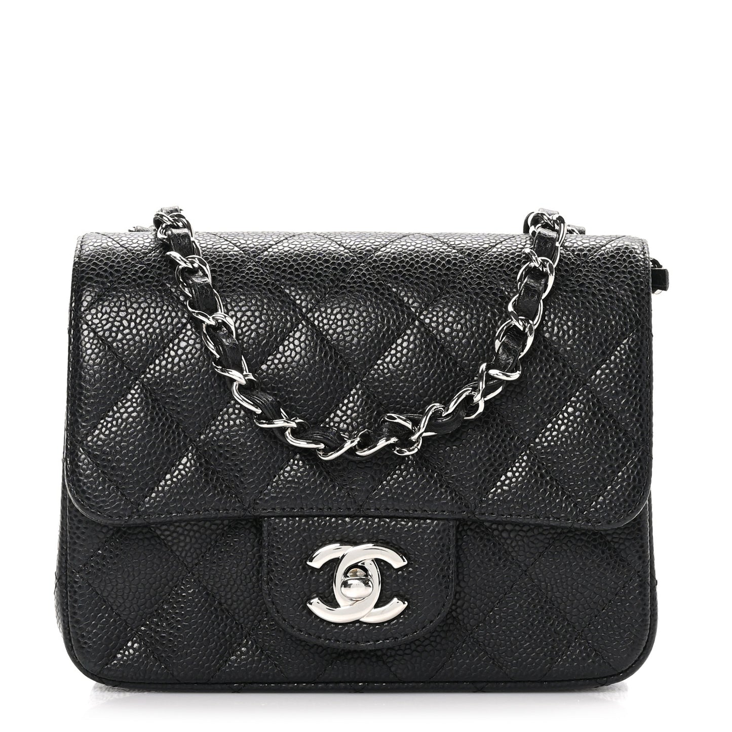 Caviar Quilted Mini Square Flap Black