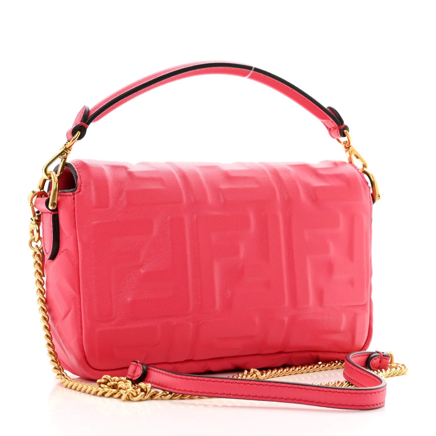 Fendi Nappa FF 1974 Embossed Mini Baguette Lampone 3 of 10