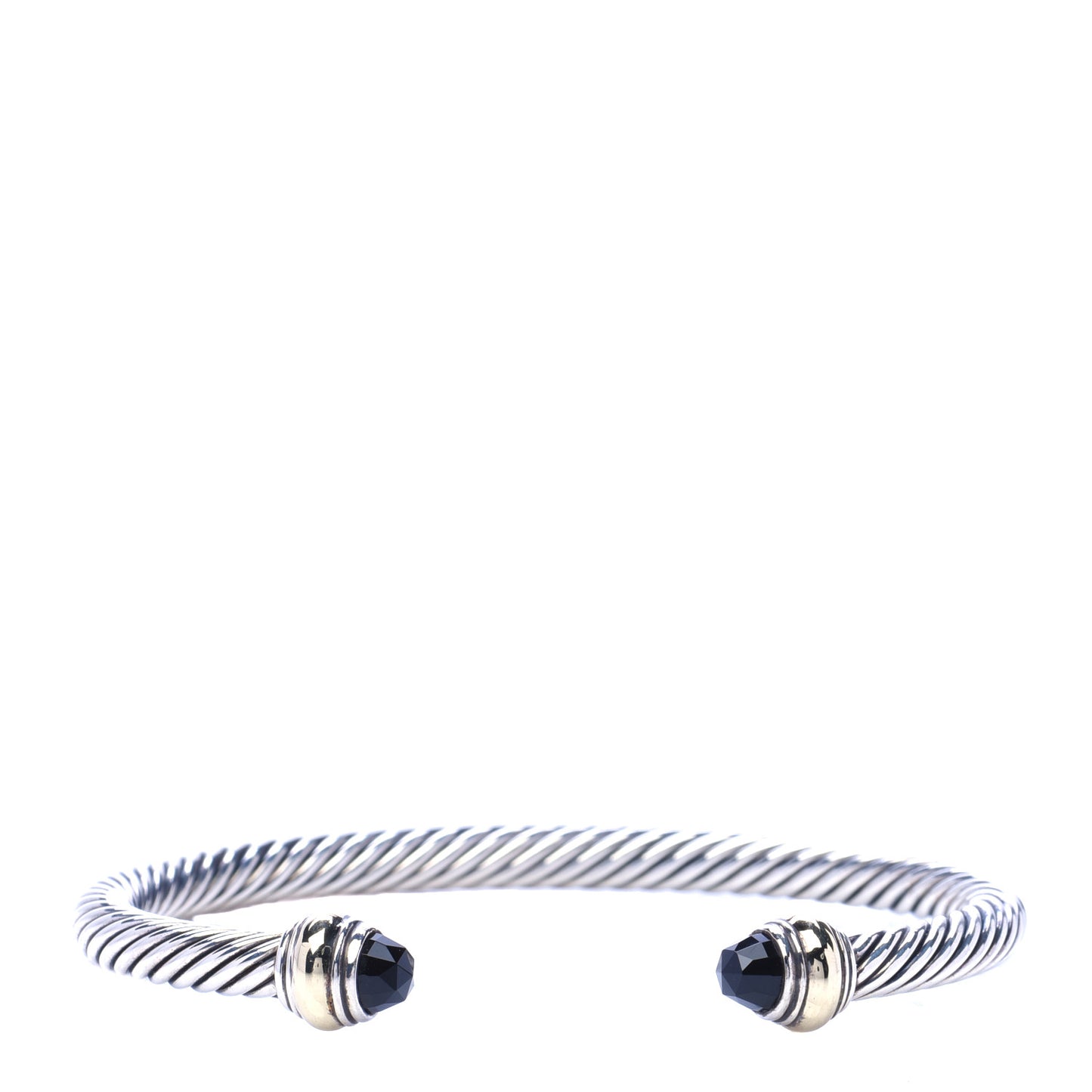 Sterling Silver 18K Yellow Gold Black Onyx 5mm Cable Classics Bracelet