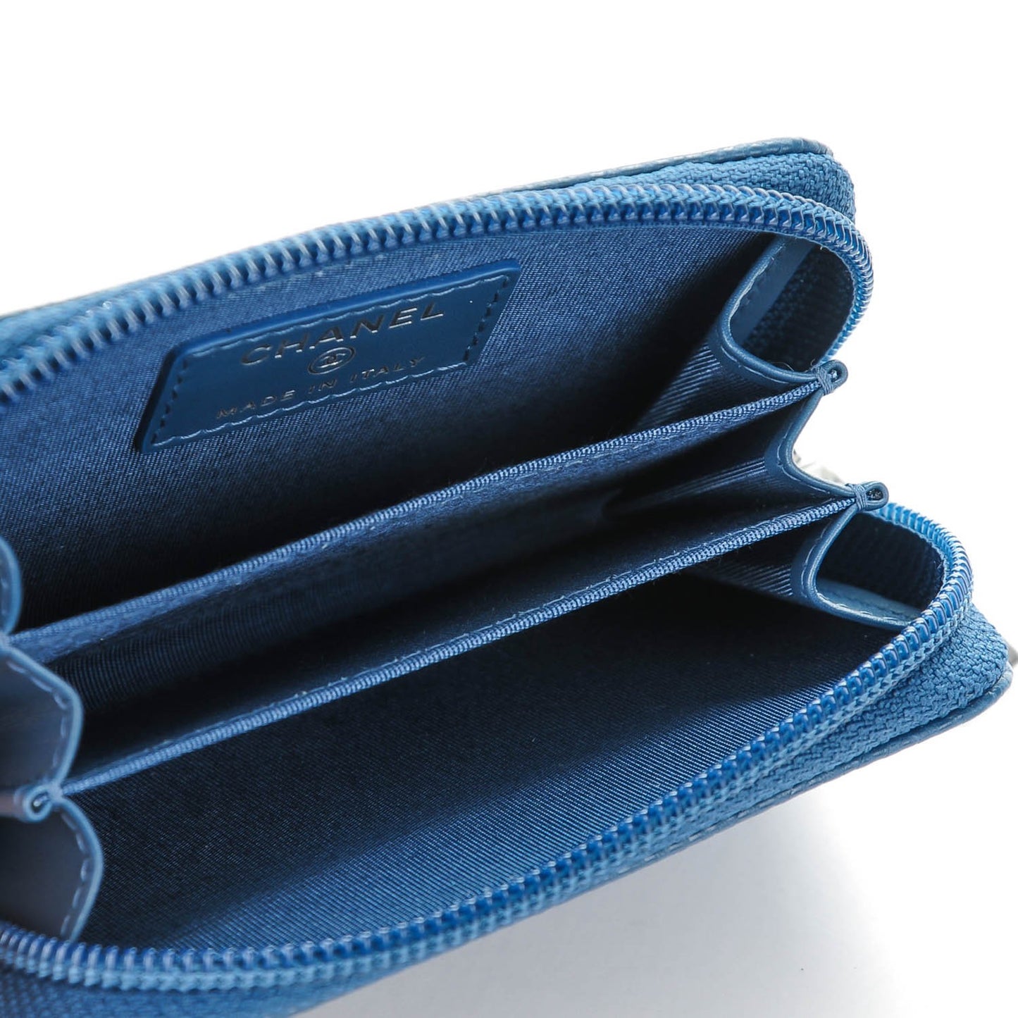 Caviar Timeless CC Zip Around Coin Purse Blue