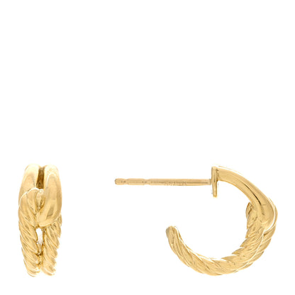David Yurman 18K Yellow Gold Labyrinth Hoop Earrings 1 of 4