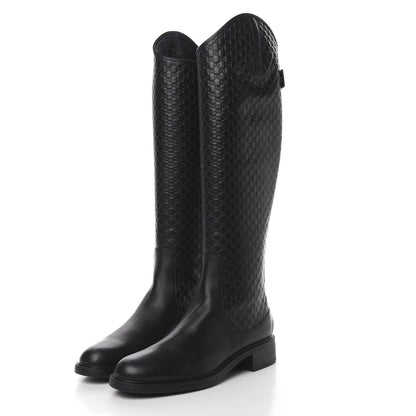 Gucci Microguccissima Knee High Riding Boots 41 Black 3 of 9