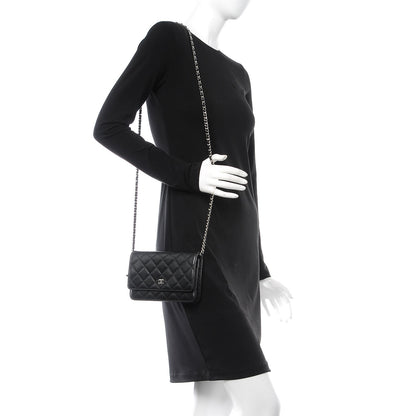 Chanel Lambskin Quilted Wallet On Chain WOC Black 2 of 9