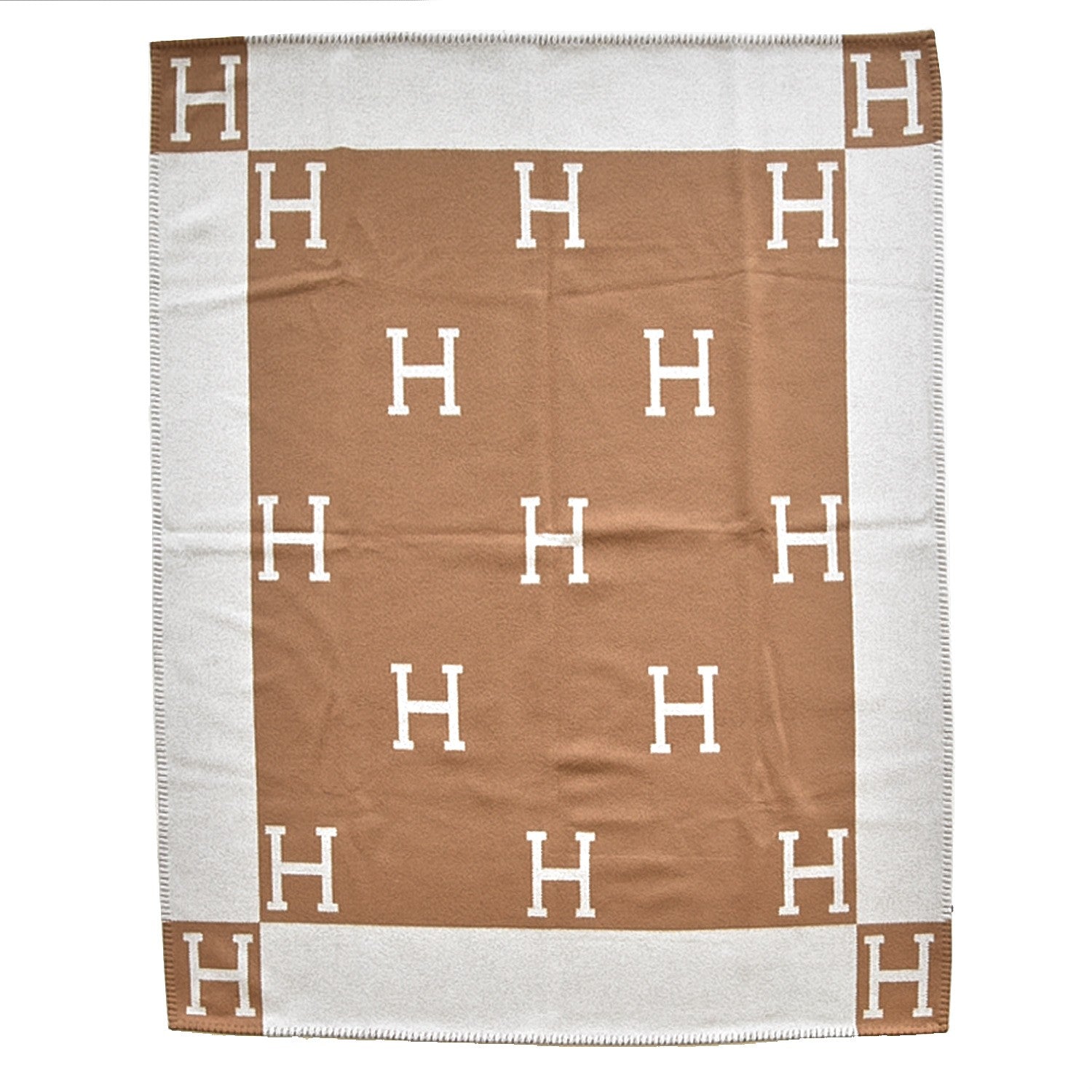 Hermes Wool Cashmere New Classic Avalon Blanket Ecru Camel 1 of 4