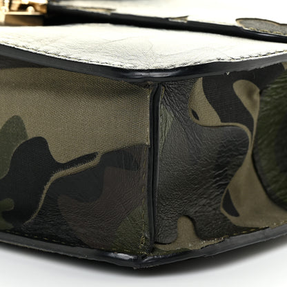 Valentino Garavani Nappa Canvas Camouflage Medium Glam Lock Rockstud Flap Verde 10 of 17